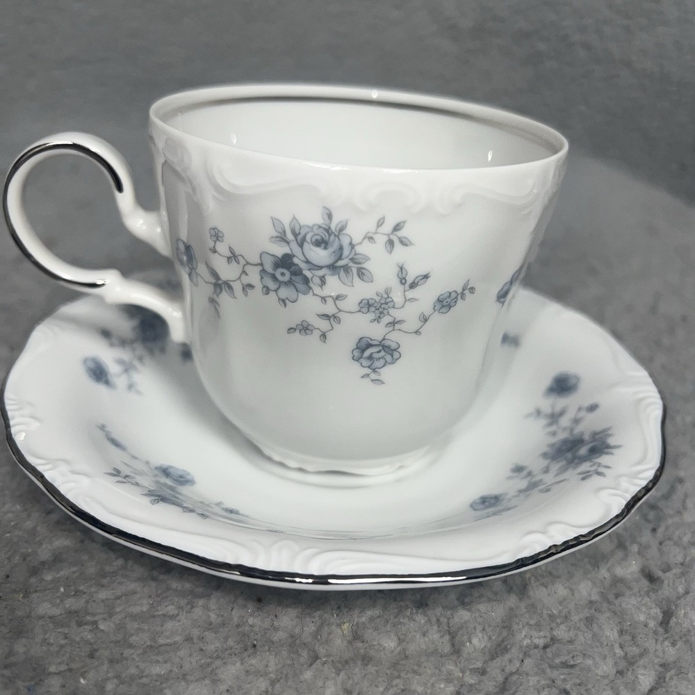 VTG Johann Haviland (4) Cups & Saucers Blue Garland Coffee Tea Bavaria Germany - Picture 3 of 5